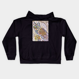 A Cat and An Owl Mosaic Mash-Up Kids Hoodie